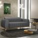 Sofá 2 Lugares Para Sala de Estar Molino 150 cm D02 Pés D'Ouro Linho Cinza Escuro C-416 - Lyam Decor