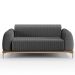 Sofá 2 Lugares Para Sala de Estar Molino 150 cm D02 Pés D'Ouro Linho Cinza Escuro C-416 - Lyam Decor
