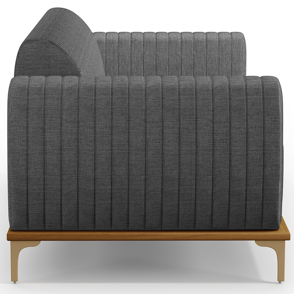 Sofá 2 Lugares Para Sala de Estar Molino 150 cm D02 Pés D'Ouro Linho Cinza Escuro C-416 - Lyam Decor