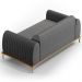 Sofá 2 Lugares Para Sala de Estar Molino 150 cm D02 Pés D'Ouro Linho Cinza Escuro C-416 - Lyam Decor