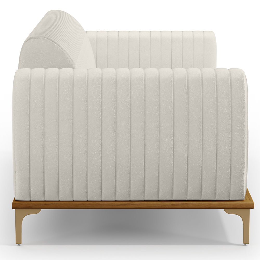 Sofá 2 Lugares Para Sala de Estar Molino 150 cm D02 Pés D'Ouro Linho Cru C-443 - Lyam Decor