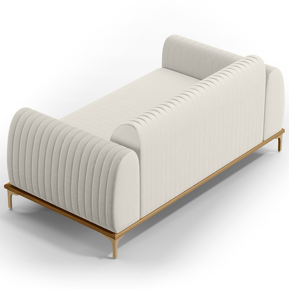 Sofá 2 Lugares Para Sala de Estar Molino 150 cm D02 Pés D'Ouro Linho Cru C-443 - Lyam Decor