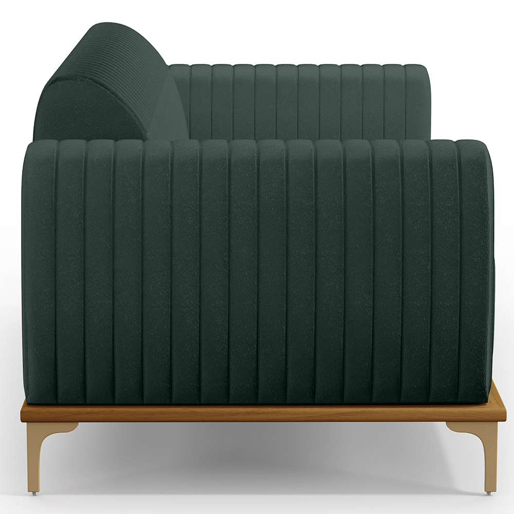 Sofá 2 Lugares Para Sala de Estar Molino 150 cm D02 Pés D'Ouro Linho Verde Musgo C-117 - Lyam Decor