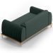 Sofá 2 Lugares Para Sala de Estar Molino 150 cm D02 Pés D'Ouro Linho Verde Musgo C-117 - Lyam Decor