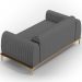 Sofá 2 Lugares Para Sala de Estar Molino 150 cm D02 Pés D'Ouro Veludo Cinza C-317 - Lyam Decor