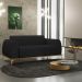 Sofá 2 Lugares Para Sala de Estar Molino 150 cm D02 Pés D'Ouro Veludo Preto C-300 - Lyam Decor