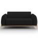 Sofá 2 Lugares Para Sala de Estar Molino 150 cm D02 Pés D'Ouro Veludo Preto C-300 - Lyam Decor
