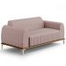 Sofá 2 Lugares Para Sala de Estar Molino 150 cm D02 Pés D'Ouro Veludo Rosê C-305 - Lyam Decor