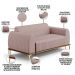 Sofá 2 Lugares Para Sala de Estar Molino 150 cm D02 Pés D'Ouro Veludo Rosê C-305 - Lyam Decor