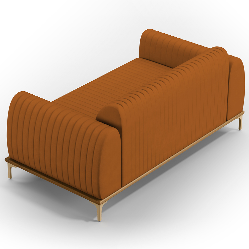 Sofá 2 Lugares Para Sala de Estar Molino 150 cm D02 Pés D'Ouro Veludo Telha C-262 - Lyam Decor