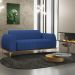 Sofá 2 Lugares Para Sala de Estar Molino 150cm D02 Pés D'Ouro Veludo Azul Marinho C-304 - Lyam Decor