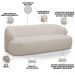 Sofá 3 Lugares Curvo Orgânico Para Sala Living 150cm Barolo L06 Bouclê Bege - Lyam Decor