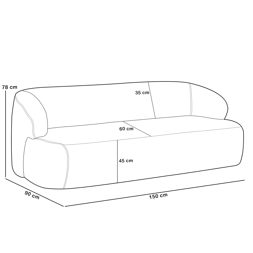 Sofá 3 Lugares Curvo Orgânico Para Sala Living 150cm Barolo L06 Bouclê Bege - Lyam Decor