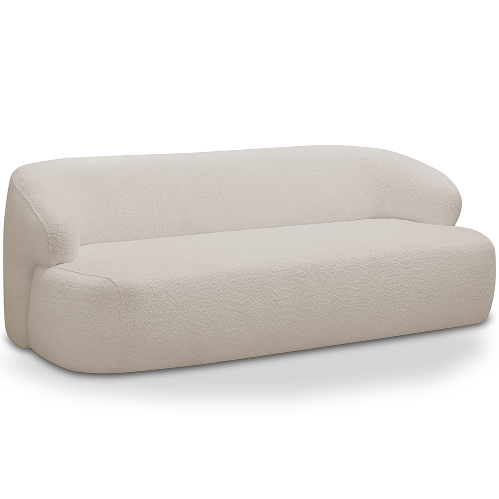 Sofá 3 Lugares Curvo Orgânico Para Sala Living 180cm Barolo L06 Bouclê Bege - Lyam Decor