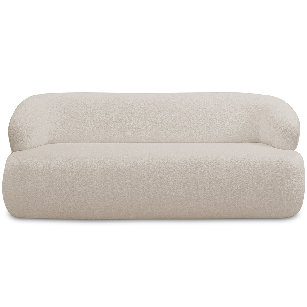 Sofá 3 Lugares Curvo Orgânico Para Sala Living 180cm Barolo L06 Bouclê Bege - Lyam Decor