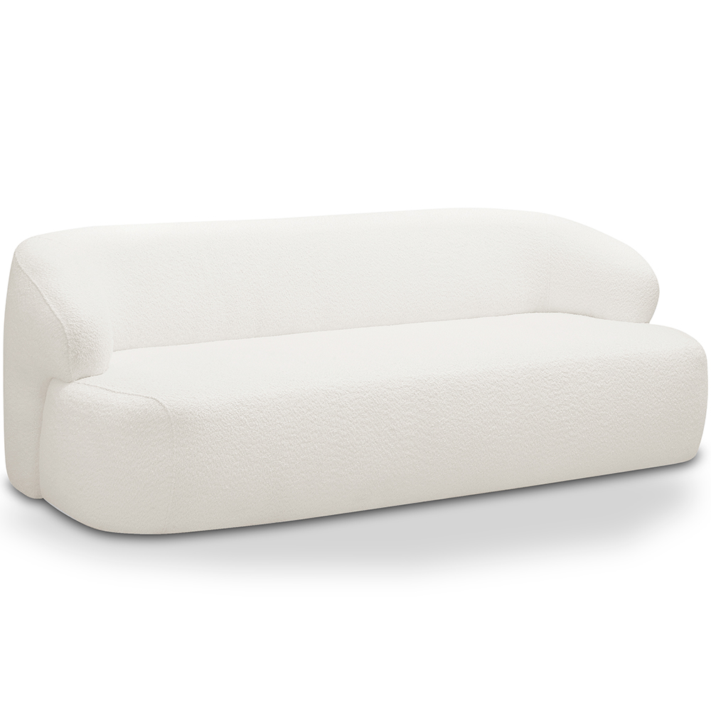 Sofá 3 Lugares Curvo Orgânico Para Sala Living 180cm Barolo L06 Bouclê Branco - Lyam Decor