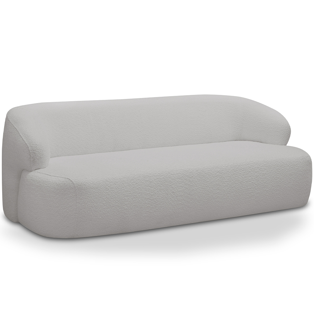 Sofá 3 Lugares Curvo Orgânico Para Sala Living 180cm Barolo L06 Bouclê Cinza - Lyam Decor