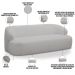 Sofá 3 Lugares Curvo Orgânico Para Sala Living 180cm Barolo L06 Bouclê Cinza - Lyam Decor