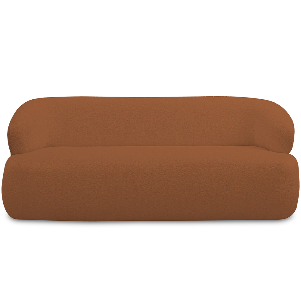 Sofá 3 Lugares Curvo Orgânico Para Sala Living 180cm Barolo L06 Bouclê Terracota - Lyam Decor