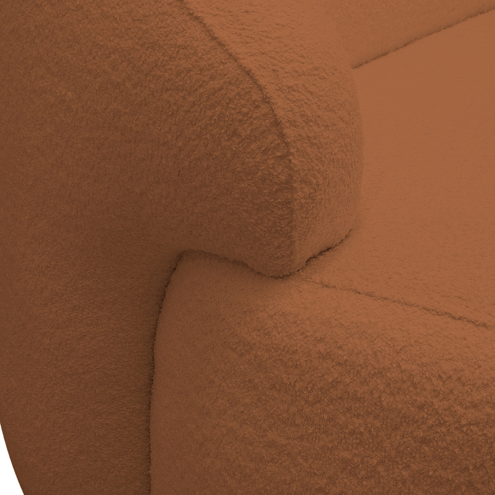 Sofá 3 Lugares Curvo Orgânico Para Sala Living 180cm Barolo L06 Bouclê Terracota - Lyam Decor