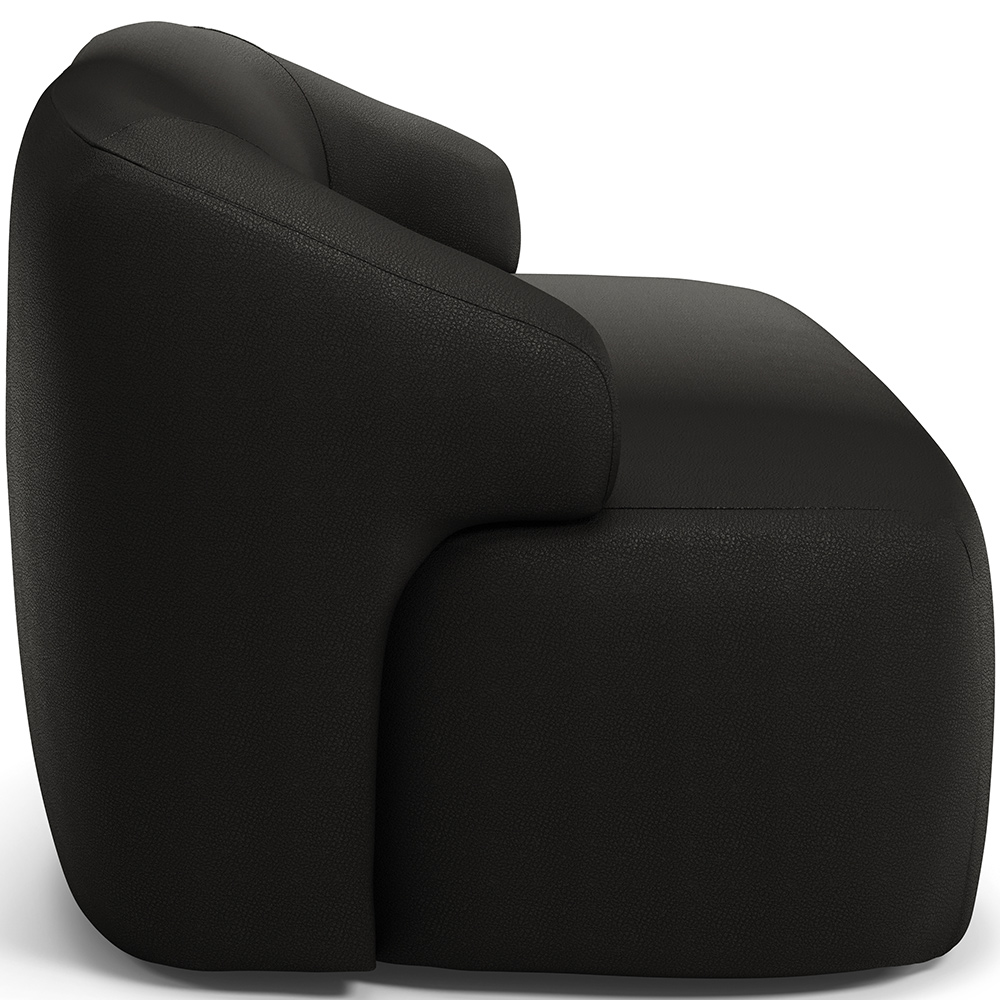 Sofá 3 Lugares Curvo Orgânico Para Sala Living 180cm Barolo L06 Couríssimo Preto - Lyam Decor