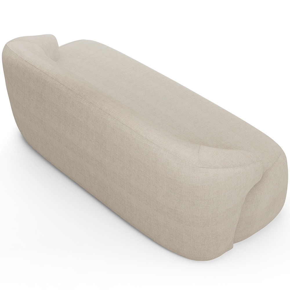 Sofá 3 Lugares Curvo Orgânico Para Sala Living 180cm Barolo L06 Linho Bege Escuro - Lyam Decor
