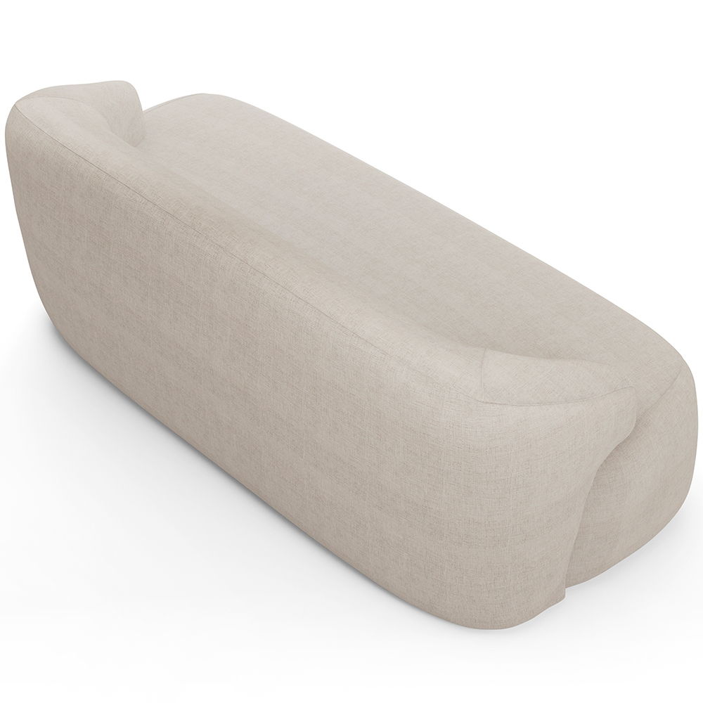 Sofá 3 Lugares Curvo Orgânico Para Sala Living 180cm Barolo L06 Linho Bege TC1-102 - Lyam Decor