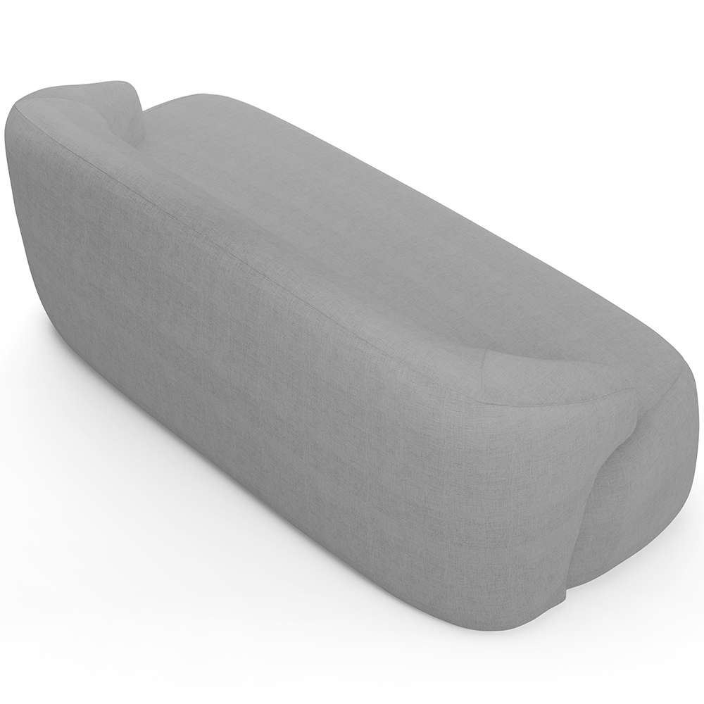 Sofá 3 Lugares Curvo Orgânico Para Sala Living 180cm Barolo L06 Linho Cinza - Lyam Decor