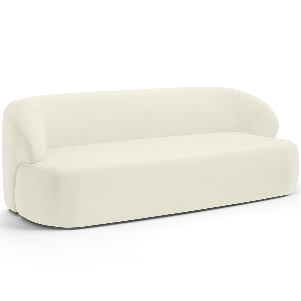 Sofá 3 Lugares Curvo Orgânico Para Sala Living 180cm Barolo L06 Veludo Bege - Lyam Decor