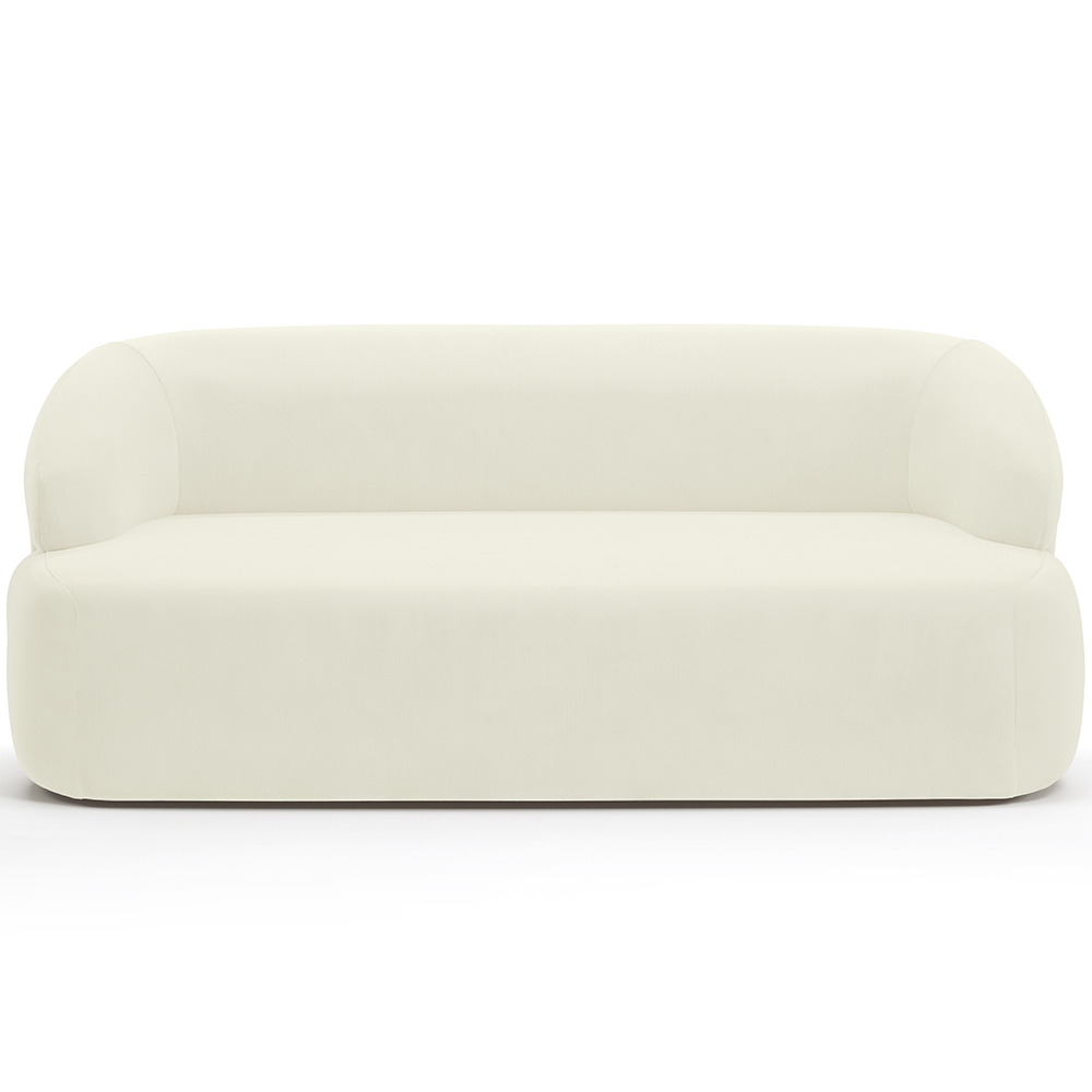 Sofá 3 Lugares Curvo Orgânico Para Sala Living 180cm Barolo L06 Veludo Bege - Lyam Decor