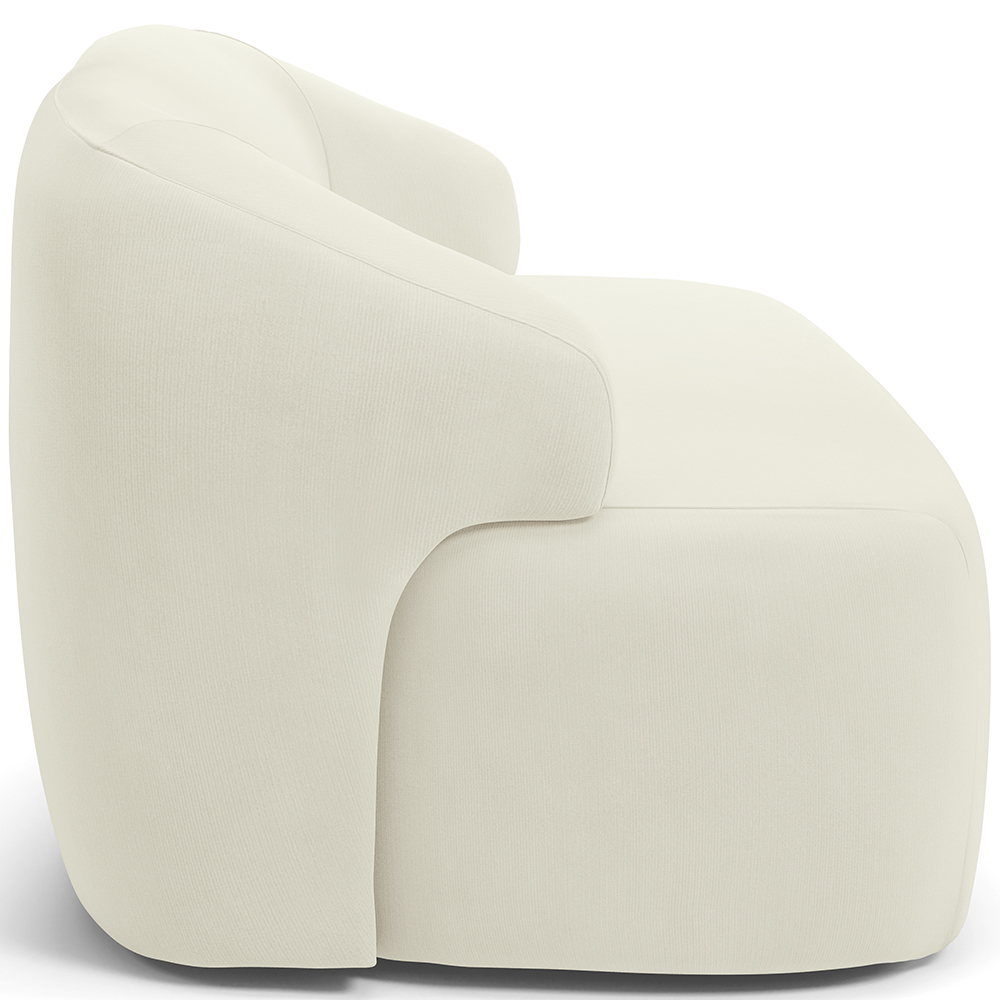Sofá 3 Lugares Curvo Orgânico Para Sala Living 180cm Barolo L06 Veludo Bege - Lyam Decor