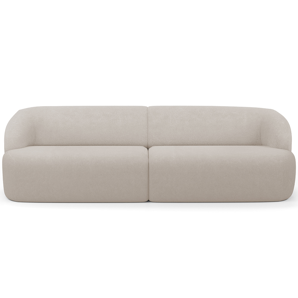 Sofá 3 Lugares Curvo Orgânico Para Sala Living 220cm Barolo L06 Bouclê Bege - Lyam Decor