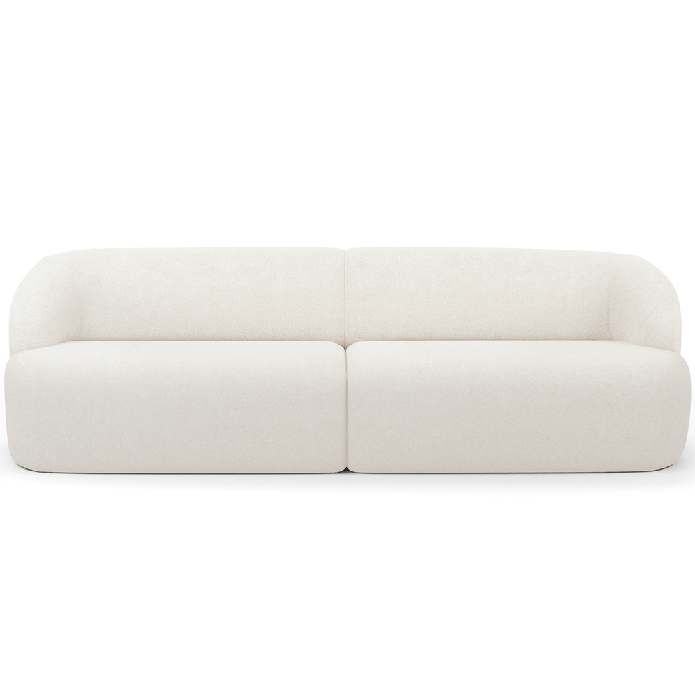 Sofá 3 Lugares Curvo Orgânico Para Sala Living 220cm Barolo L06 Bouclê Branco - Lyam Decor