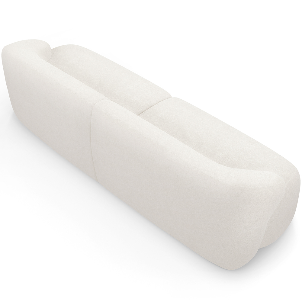 Sofá 3 Lugares Curvo Orgânico Para Sala Living 220cm Barolo L06 Bouclê Branco - Lyam Decor