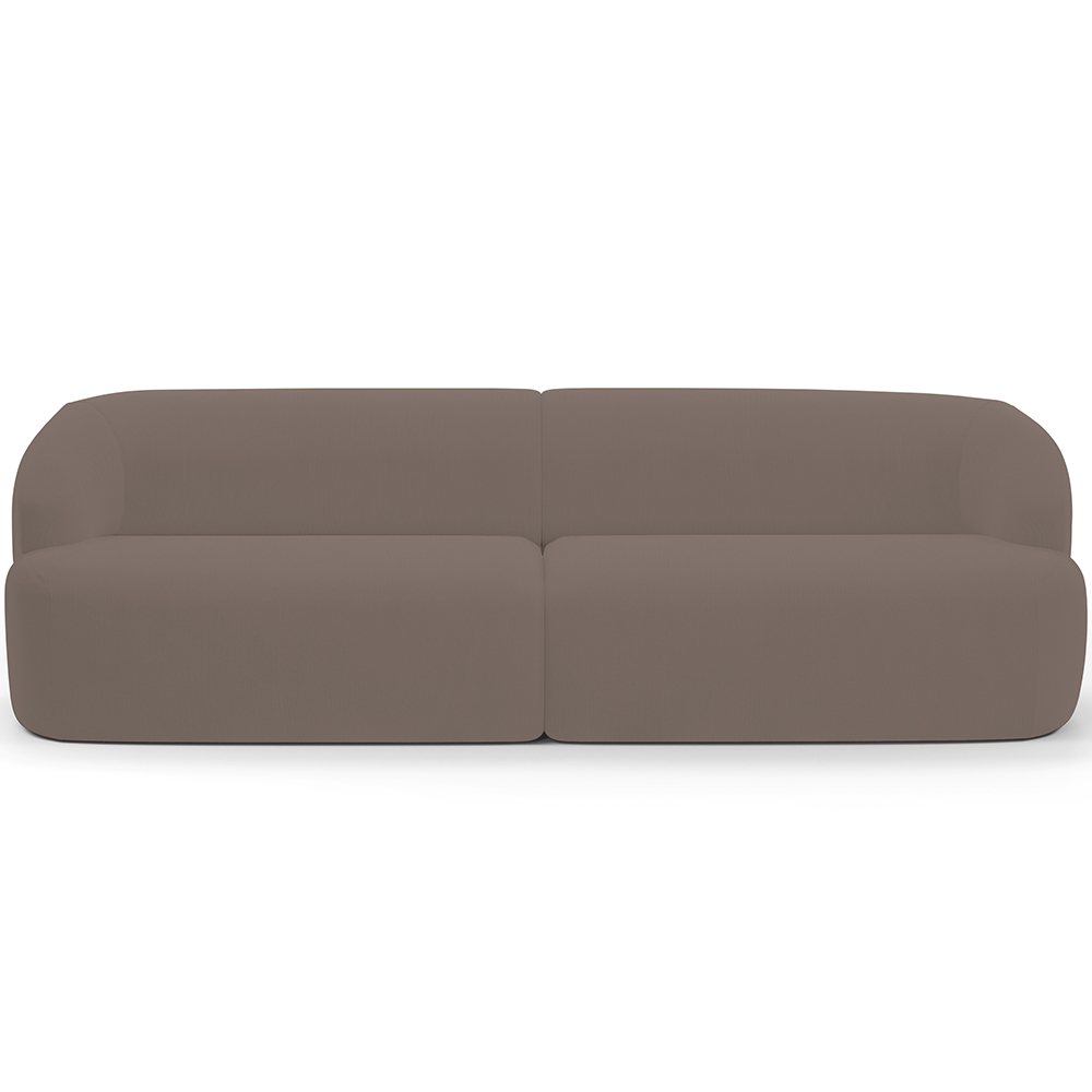Sofá 3 Lugares Curvo Orgânico Para Sala Living 220cm Barolo L06 Veludo Marrom - Lyam Decor