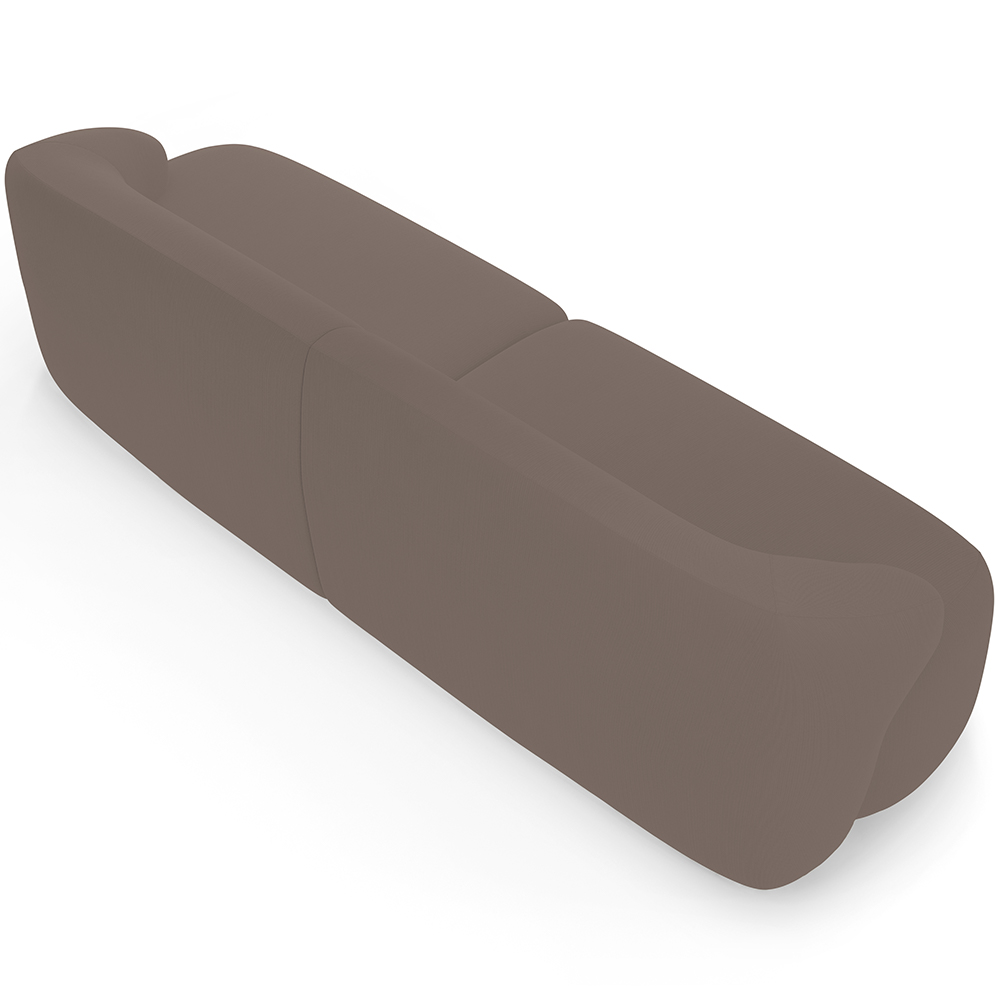 Sofá 3 Lugares Curvo Orgânico Para Sala Living 220cm Barolo L06 Veludo Marrom - Lyam Decor