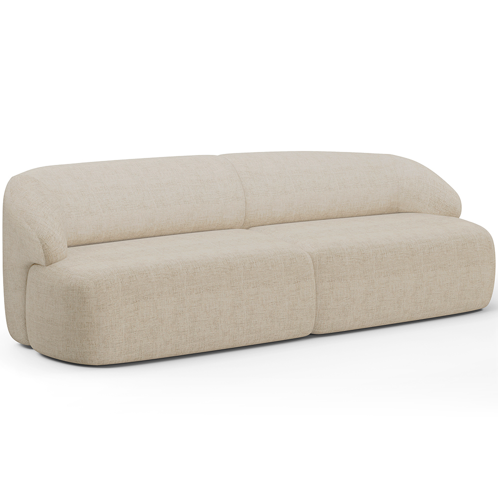 Sofá 3 Lugares Curvo Orgânico Para Sala Living 250cm Barolo L06 Linho Bege Escuro - Lyam Decor