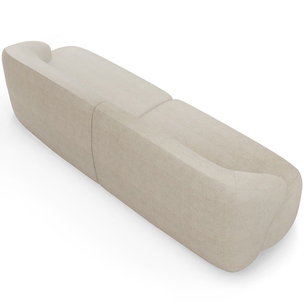 Sofá 3 Lugares Curvo Orgânico Para Sala Living 250cm Barolo L06 Linho Bege Escuro - Lyam Decor