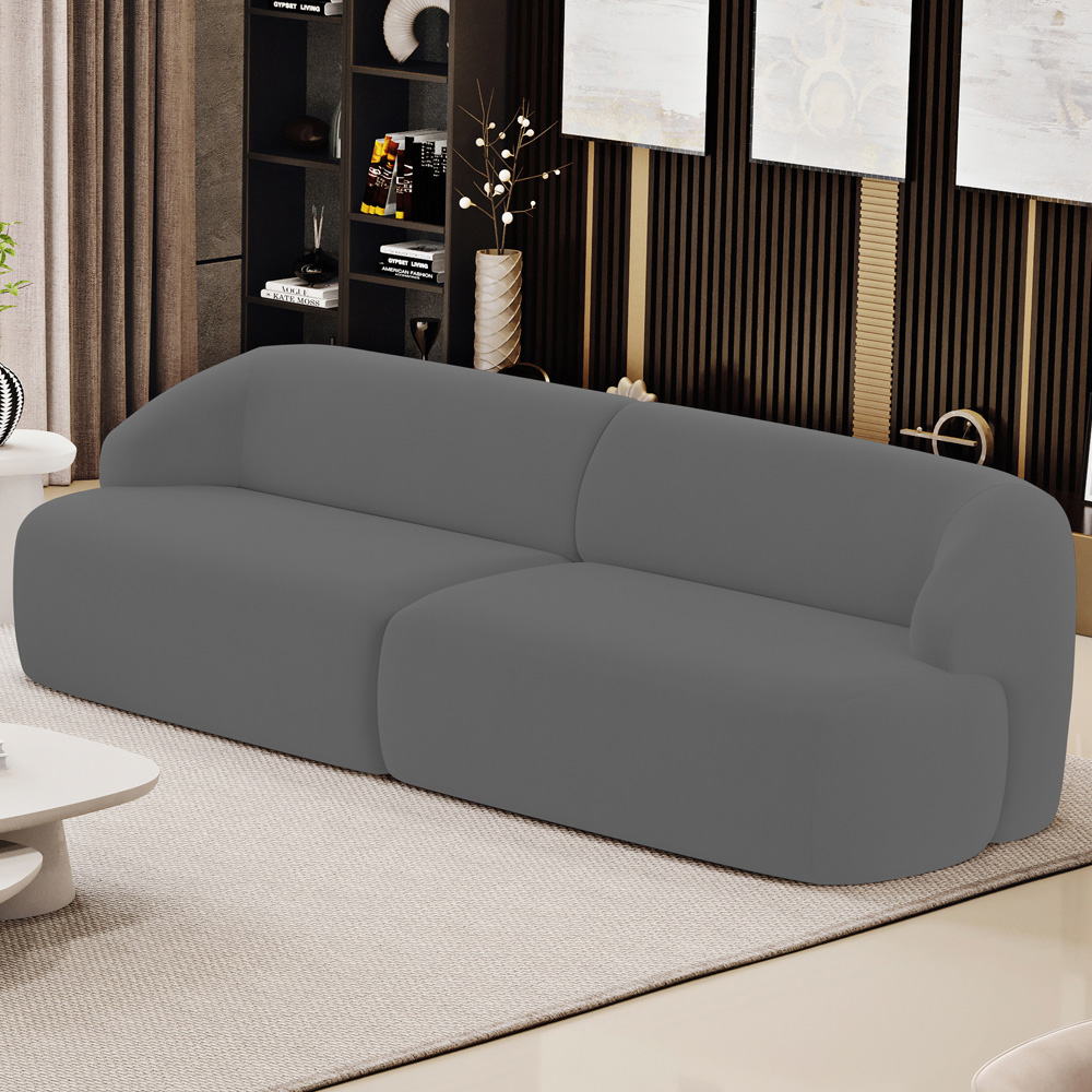 Sofá 3 Lugares Curvo Orgânico Para Sala Living 250cm Barolo L06 Veludo Grafite - Lyam Decor