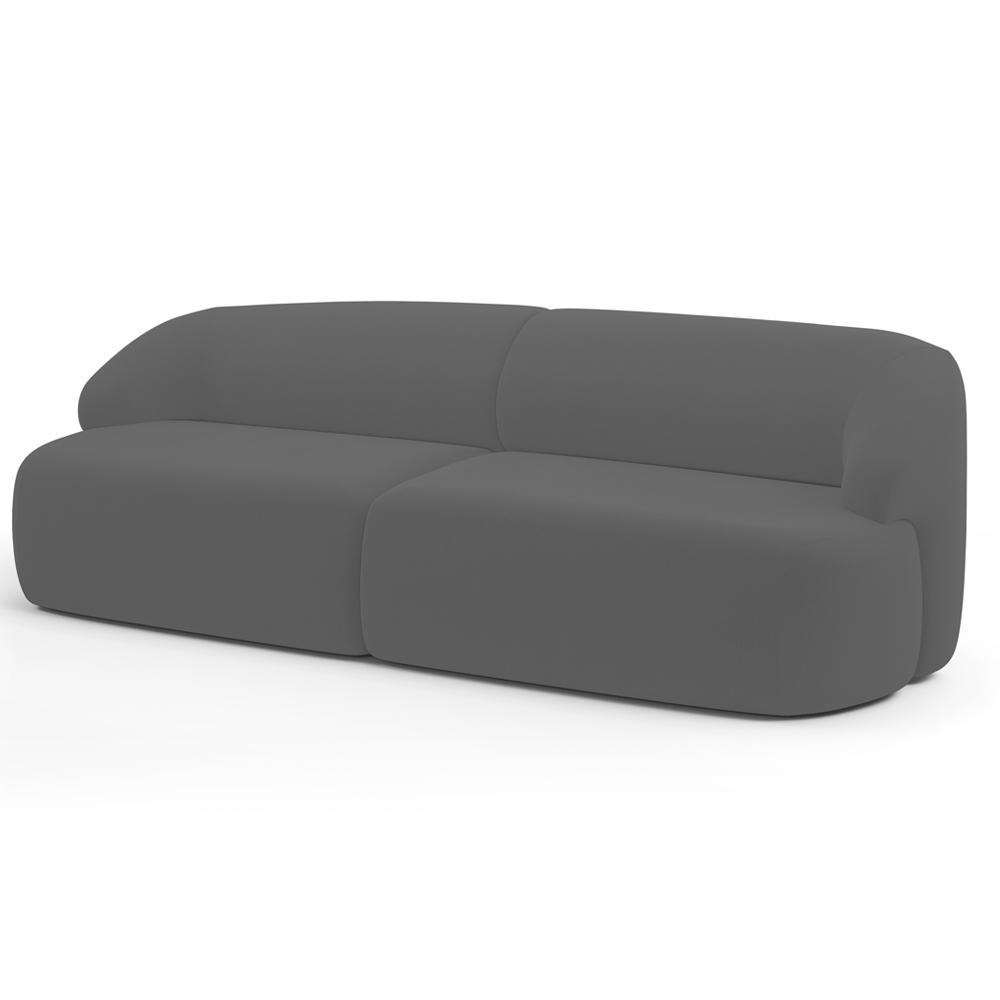 Sofá 3 Lugares Curvo Orgânico Para Sala Living 250cm Barolo L06 Veludo Grafite - Lyam Decor