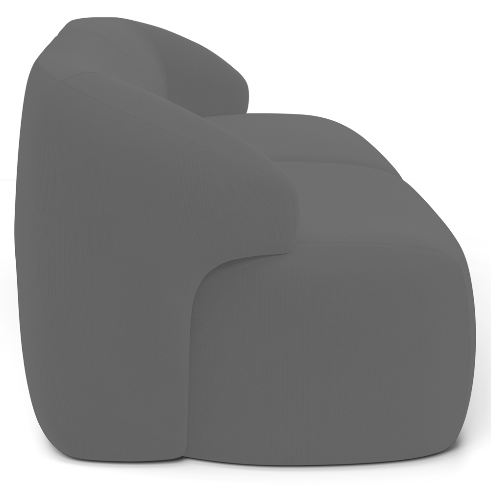 Sofá 3 Lugares Curvo Orgânico Para Sala Living 250cm Barolo L06 Veludo Grafite - Lyam Decor