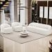 Sofá 3 Lugares Curvo Orgânico com 02 Poltronas Para Sala Living 220cm Barolo L06 Bouclê Branco - Lyam Decor