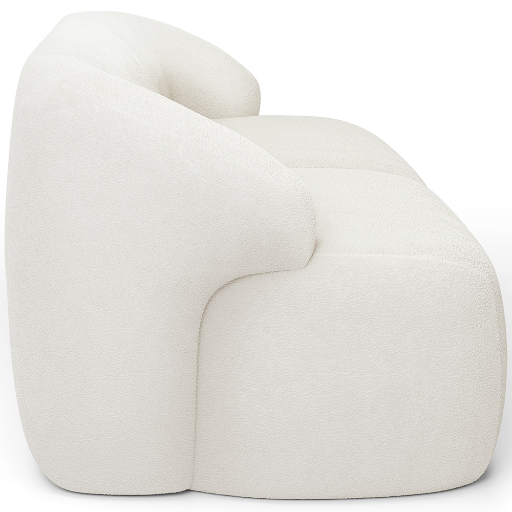 Sofá 3 Lugares Curvo Orgânico com 02 Poltronas Para Sala Living 220cm Barolo L06 Bouclê Branco - Lyam Decor