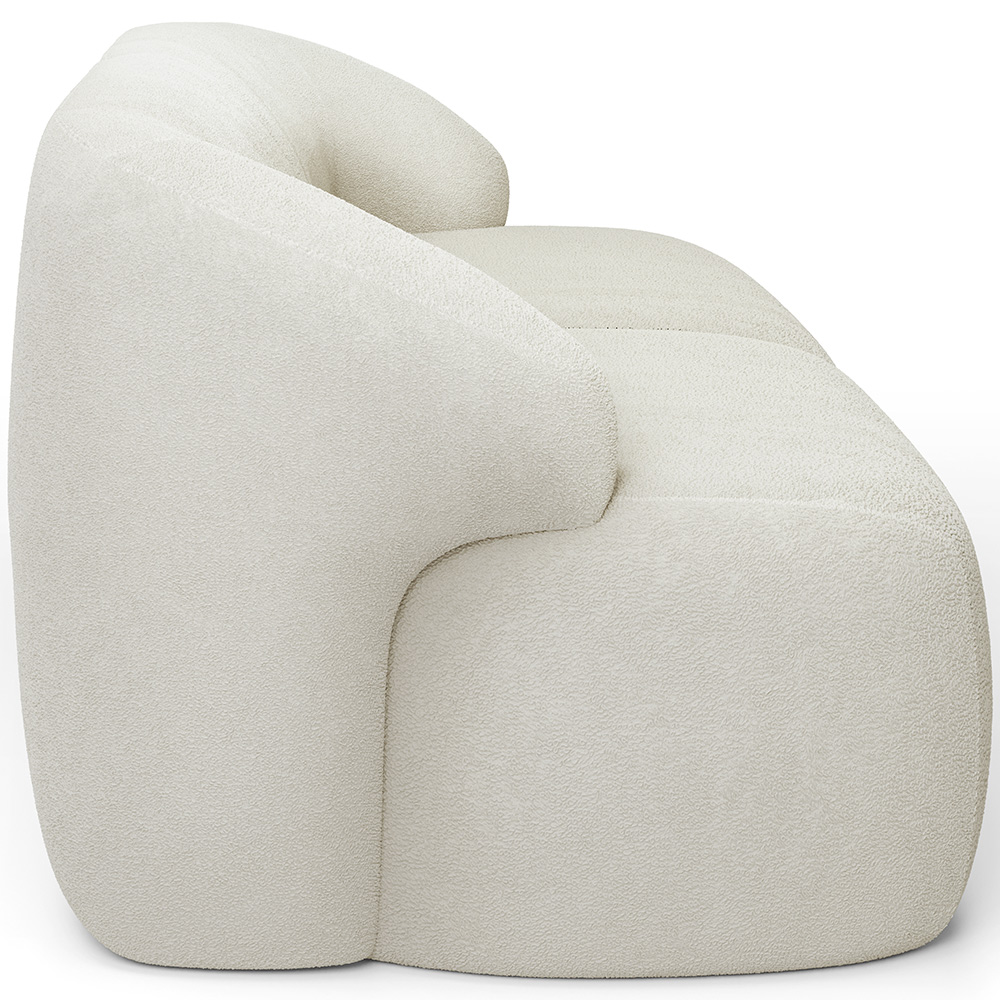 Sofá 3 Lugares Curvo Orgânico com 02 Poltronas Para Sala Living 220cm Barolo L06 Bouclê Off White - Lyam Decor