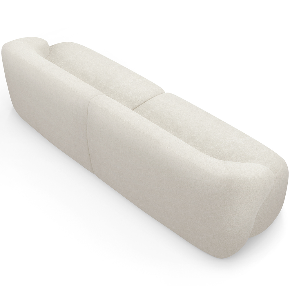 Sofá 3 Lugares Curvo Orgânico com 02 Poltronas Para Sala Living 220cm Barolo L06 Bouclê Off White - Lyam Decor