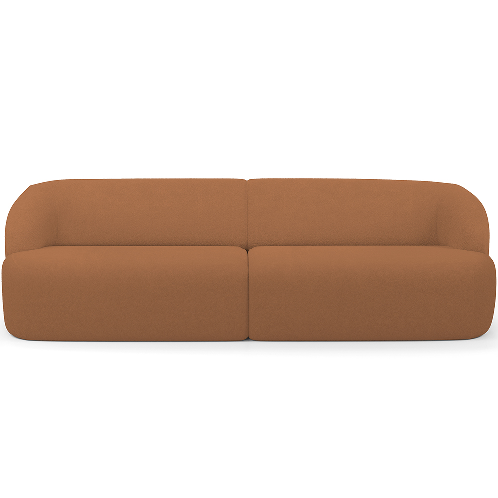 Sofá 3 Lugares Curvo Orgânico com 02 Poltronas Para Sala Living 220cm Barolo L06 Bouclê Terracota  - Lyam Decor