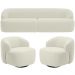 Sofá 3 Lugares Curvo Orgânico com 02 Poltronas Para Sala Living 220cm Barolo L06 Veludo Bege - Lyam Decor