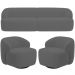 Sofá 3 Lugares Curvo Orgânico com 02 Poltronas Para Sala Living 220cm Barolo L06 Veludo Grafite - Lyam Decor