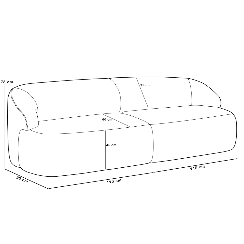 Sofá 3 Lugares Curvo Orgânico com 02 Poltronas Para Sala Living 220cm Barolo L06 Veludo Grafite - Lyam Decor