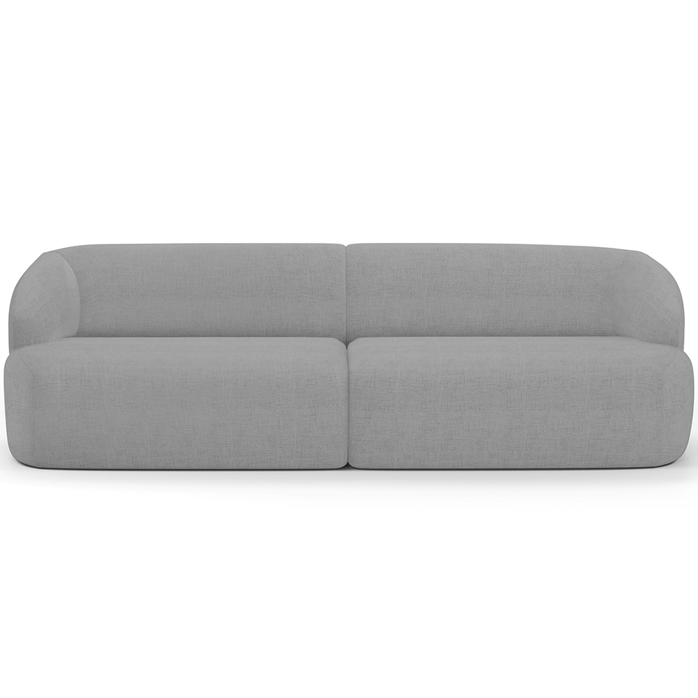 Sofá 3 Lugares Curvo Orgânico com 02 Poltronas Para Sala Living 250cm Barolo L06 Linho Cinza Escuro - Lyam Decor